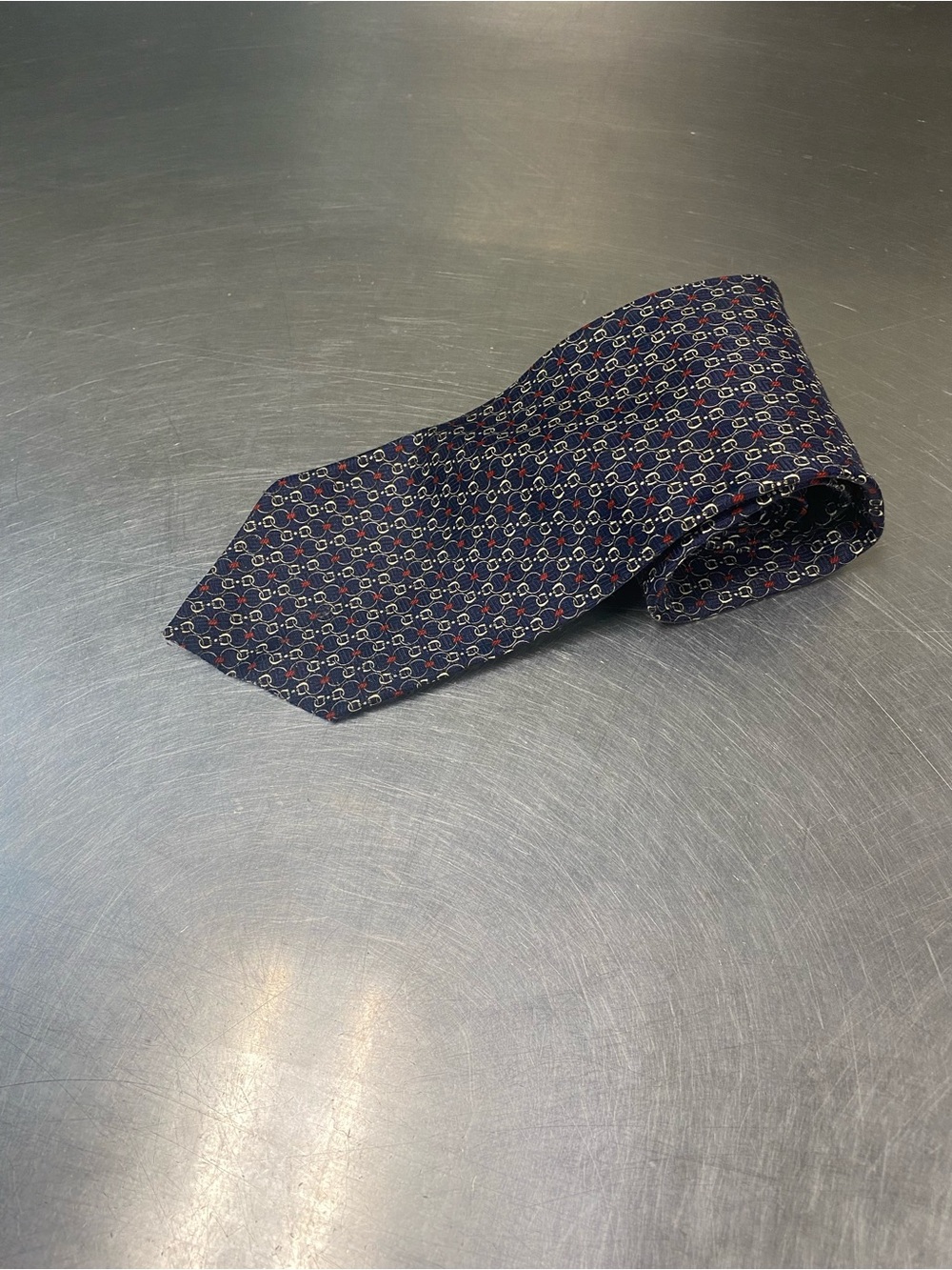 Navy Geometric Pattern Men's Tie